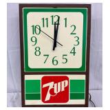 Vintage Plastic 7-Up Illuminated Wall Clock, 12×18 Inches