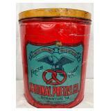 7-Pound National Pretzel Company Can with Eagle and Pretzel Graphic