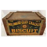 Millward Cliff Cracker Biscuit Wooden Advertising Box, 22×11 Inches