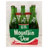 Mountain Dew Cardboard Six-Pack Carrier with Empty One-Pint Bottles and Caps