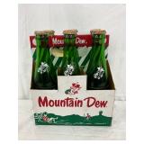 Vintage Mountain Dew Six-Pack Carrier with Empty 8 oz Glass Bottles and Caps