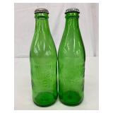Green Embossed 10 oz Mountain Dew Glass Bottles with Caps