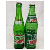 Two Mountain Dew Glass Bottles, 12 Fluid Ounces and Half Liter