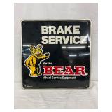 Embossed Self-Framed Metal Bear Brake Service Sign, 16 Inches