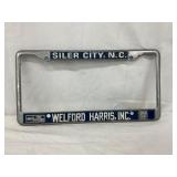 Metal License Plate Frame for Welford Harris Ford, Siler City, North Carolina