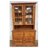 Wooden Hutch Cabinet with Glass-Paneled Upper Doors