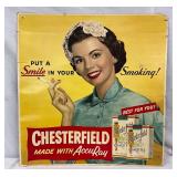 Chesterfield Cardboard Advertisement Featuring Woman Smoking, 21×22