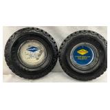 Goodyear Tire Ashtrays with Glass Inserts, 6 1/2 Inches