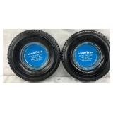 Goodyear Tire-Themed Glass Ashtrays, 6 1/2 Inches