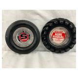 Tire-Themed Glass Ashtrays: Yokohama Super Steel Radial and Co-op Agri Radial