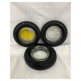 Three Tire Ashtrays: Two Mohawk and One Kelly, 5 1/2 to 6 Inches