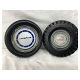 Two Tire-Shaped Ashtrays: Goodyear and Teledyne Monarch Rubber