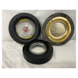 Three Tire Ashtrays with Rubber Frames and Glass Inserts