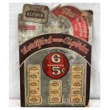 Vintage Certified Brand Aspirin Cardboard Easel-Back Display with Product