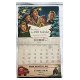 1957 Esso Calendar Featuring December 1956 with Promotional Artwork