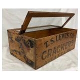 T.S. Lewis Co. Crackers Wooden Display Box with Glass Top