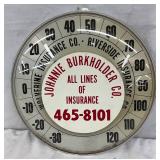 12-Inch Johnnie Burkholder Co. Advertising Thermometer