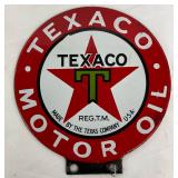 5-Inch Double-Sided Porcelain Texaco Motor Oil Topper
