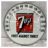 12-Inch Vintage 7-Up Advertising Thermometer with Metal Frame