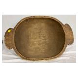 Early Wooden Dough Bowl with Handles, 33 1/2 x 11 Inches
