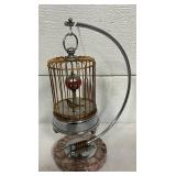 Metal Bird Cage Clock/Timer with Marble Base, 8×6 Inches