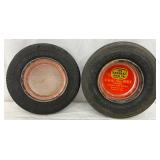 General Tire Rubber Ashtrays with Glass Inserts, 5 1/2-6 Inches