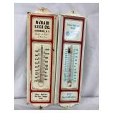 Metal Advertising Thermometers for McNair Seed Co. and Tarbell Industrial Supply, 13×3 1/2 Inches