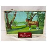 Glass Front Michelob Light-Up Advertising Display with Horse Scene