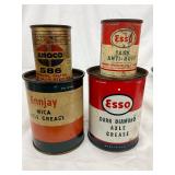 Amoco Valve Stem Oil and Esso Axle Grease Cans