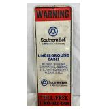 Embossed Metal Southern Bell Underground Cable Warning Sign, 4×11 Inches