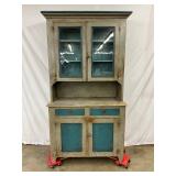 Prim 2pc Step-Back Cupboard with Glass Doors, 19th Century