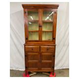 1800s Pine Step-Back Cupboard with Butterfly Hinges and Pegged Doors
