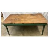 75-Inch Primitive Pine Table with Old Green Painted Base