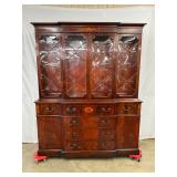 Mahogany Two-Piece Breakfront Cabinet With Desk, Inlay, and Bubble Glass