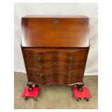 Mahogany Bombe-Front Secretary Desk with Drop-Front and Ball-and-Claw Feet