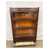 Oak Barrister Bookcase with Three Stacks, Drawer, and Bands by Kay Office Furniture Co.