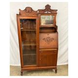 Side-By-Side Oak Secretary with Glass Door 
