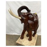 36 x 41-Inch Carved Elephant Sculpture with Tusk Accents