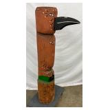 54-Inch Hand-Carved Wooden Totem Pole Bird 