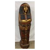 Egyptian-Style Carved Wood Sarcophagus Cabinet, 21 Inches Wide and 75 Inches Tall