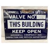 Porcelain Grinnell Company Inc. Inspection and Service Department Sign, 13 x 9 Inches