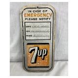 7 Up Metal Emergency Door Sign, 4 x 8 Inches