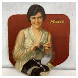 Early Cardboard Moxie Advertising Fan, 8 1/2 x 10 Inches