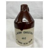 Brown and Cream Ceramic Jug with ‘Merry Christmas & Happy New Year’ Text, 5 x 3 Inches