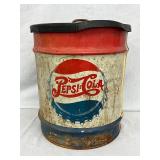 Pepsi-Cola Branded Metal Barrel with Handle and Lid