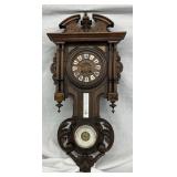 Early Vintage Wall Clock with Thermometer and Barometer