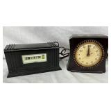 Two Vintage Electric Clocks: Telechron and G.E. Digital Flip Clock