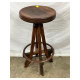 Wooden Counter-Height Stool with Circular Seat and Footrest