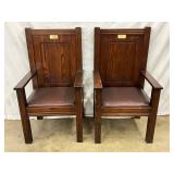 Solid Oak Chairs with Commemorative Brass Plaques