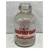 1-Gallon Embossed Glass Milk Jug with Guilford Dairy Buttermilk Graphics
